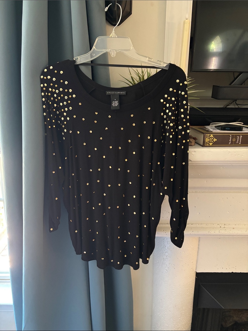 Grace Elements Black Studded Long Sleeve Top